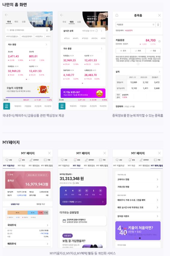 키움증권 종목 정보 및 개인화 서비스
